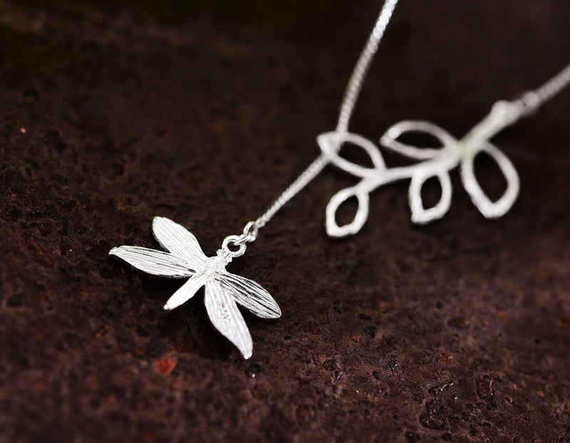 Dragonfly Leaves Necklace Necklace - FaunaFloral