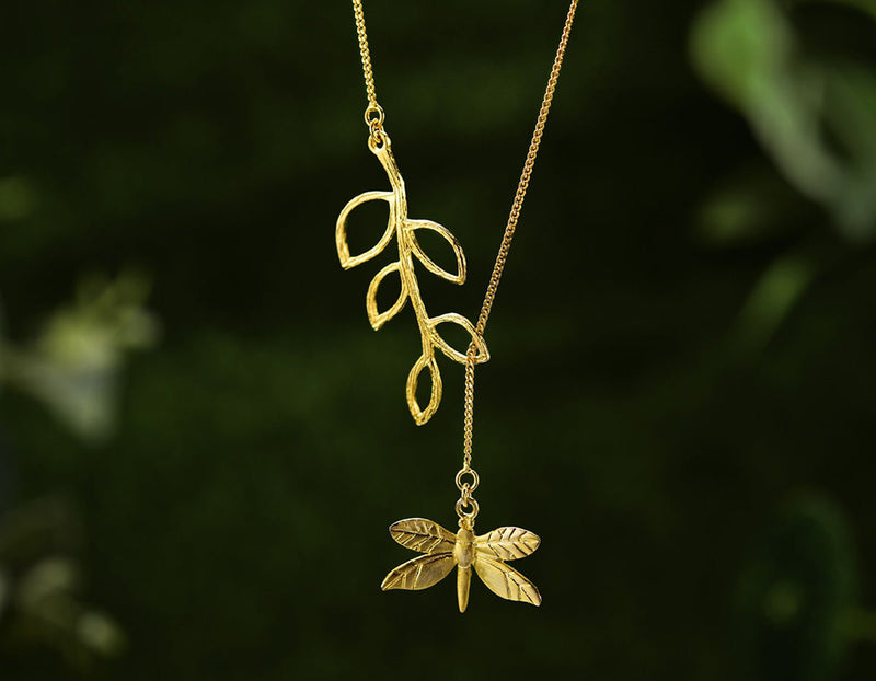 Dragonfly Leaves Necklace Necklace - FaunaFloral