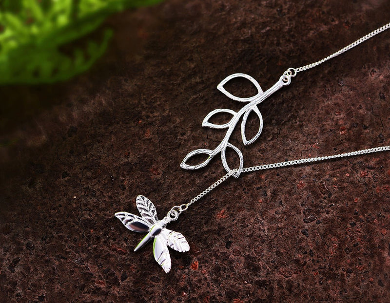 Dragonfly Leaves Necklace Necklace - FaunaFloral