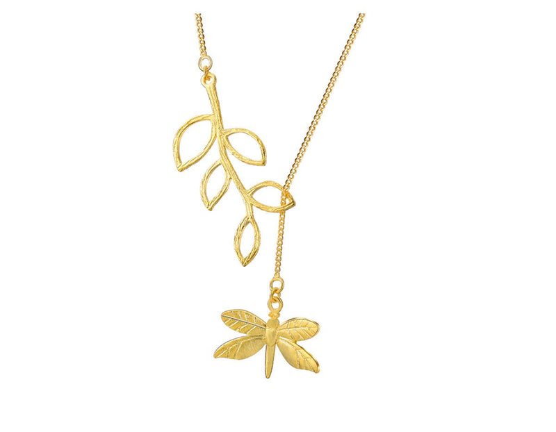 Dragonfly Leaves Necklace Necklace - FaunaFloral