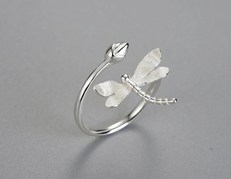 Dragonfly Lotus Bud Ring Ring - FaunaFloral