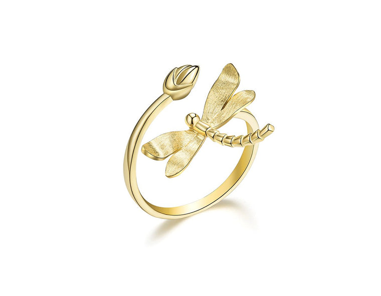 Dragonfly Lotus Bud Ring Ring - FaunaFloral