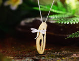 Dragonfly Upon Grass Flower Pendant Pendant - FaunaFloral