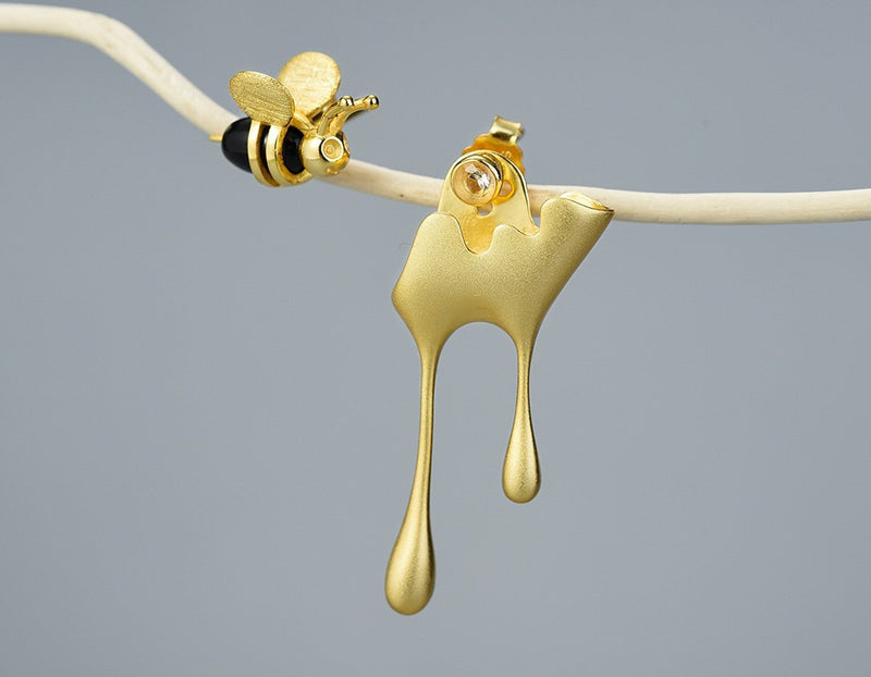 Dripping Honey & Bee Earring II Earring - FaunaFloral