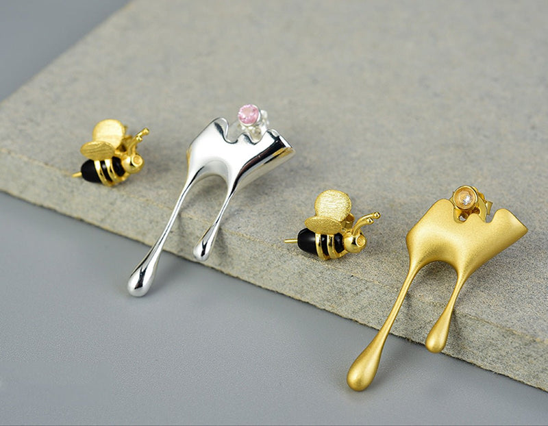 Dripping Honey & Bee Earring Earring - FaunaFloral