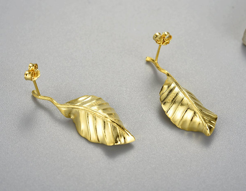 Elegant Autumn Leaf Stud Earring Earring - FaunaFloral