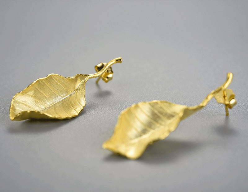 Elegant Autumn Leaf Stud Earring Earring - FaunaFloral