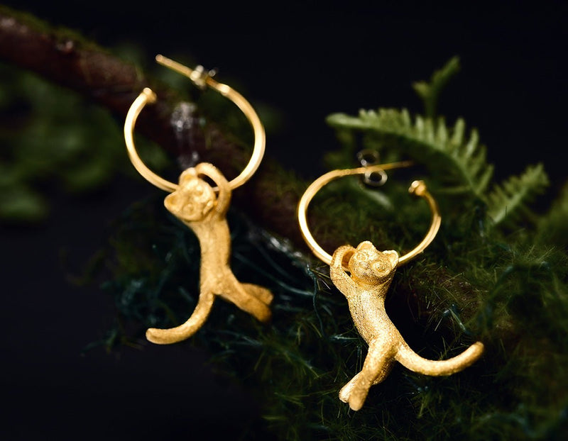 Hanging Cat Earring Earring - FaunaFloral