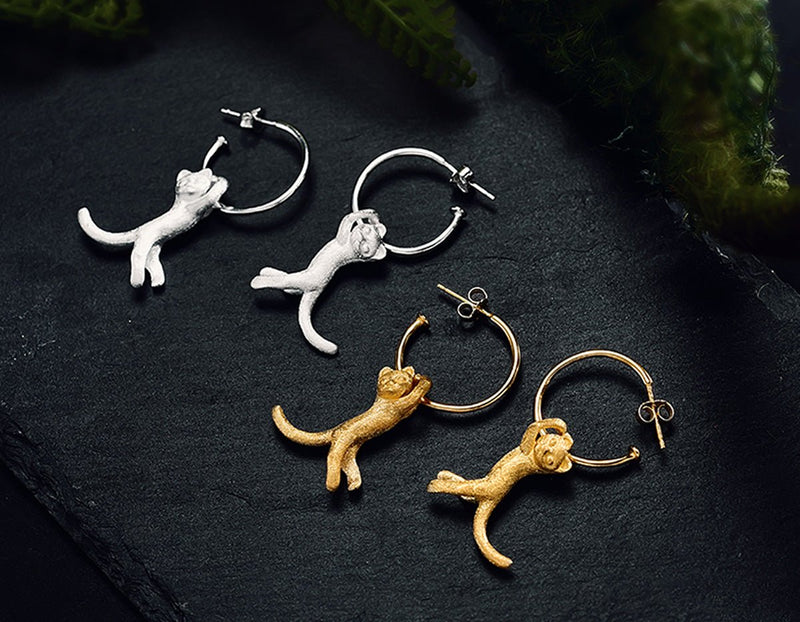 Hanging Cat Earring Earring - FaunaFloral