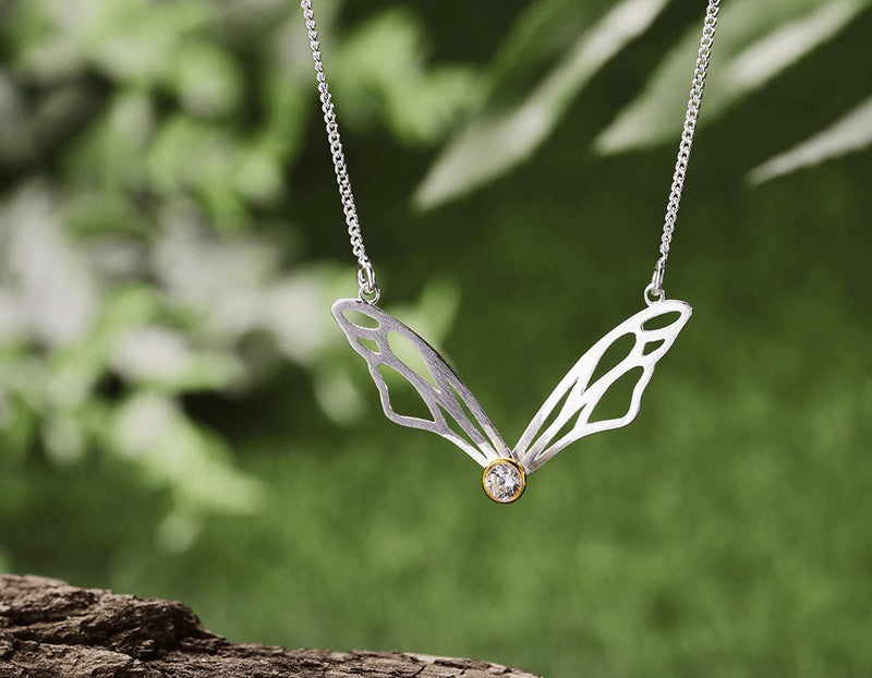 Hollow Butterfly Wings Necklace Necklace - FaunaFloral