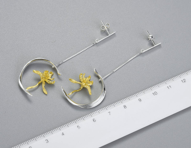 Iris Flower and Leaf Earring Earring - FaunaFloral