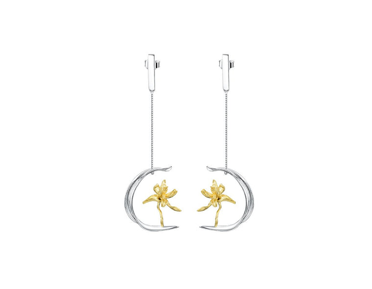 Iris Flower and Leaf Earring Earring - FaunaFloral