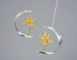 Iris Flower and Leaf Earring Earring - FaunaFloral