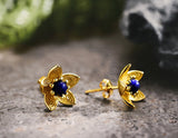 Lapis Lotus Stud Earring Earring - FaunaFloral