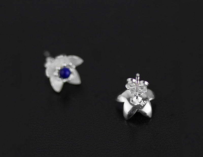 Lapis Lotus Stud Earring Earring - FaunaFloral