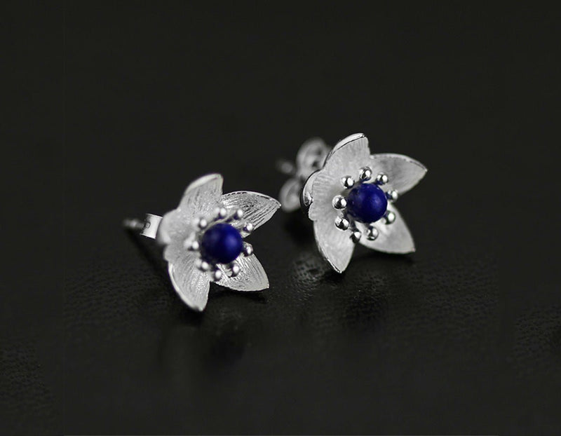 Lapis Lotus Stud Earring Earring - FaunaFloral