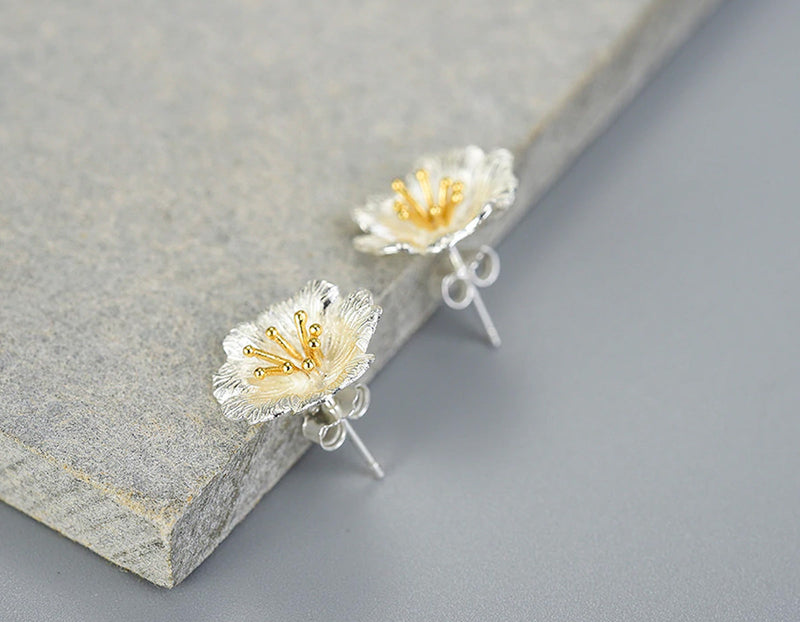 Wild Rose Flower Stud Earring