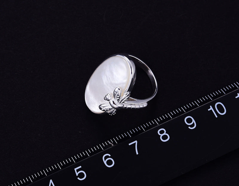 Oval Mother of Pearl Dragonfly Ring