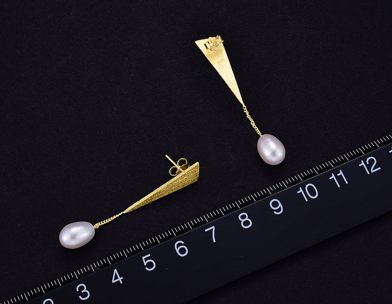 Triangle Pearl Earring