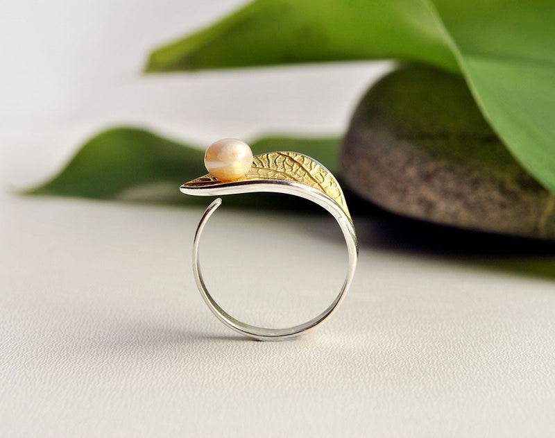 Pearl Leaf Ring