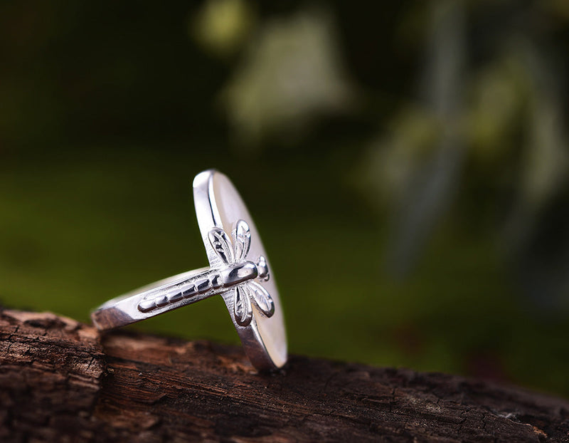 Oval Mother of Pearl Dragonfly Ring