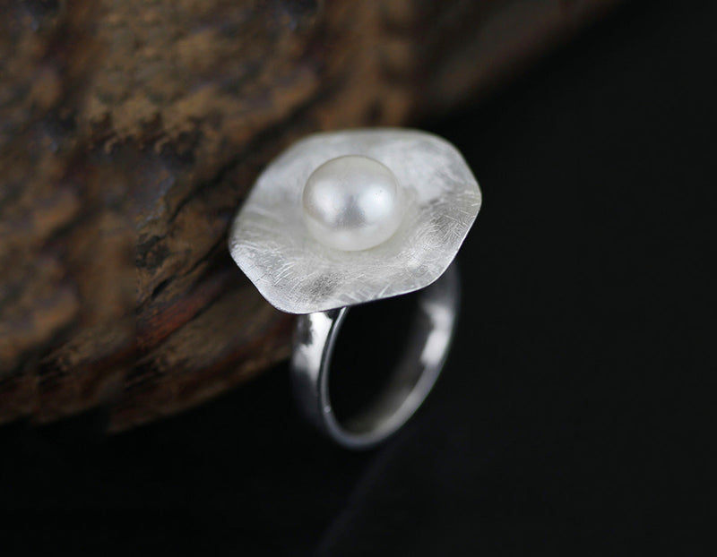 Pearl Lotus Leaf Ring