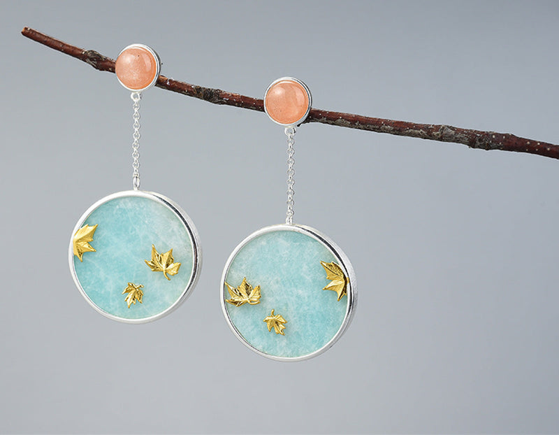 Maple Leaves Amazonite Earring