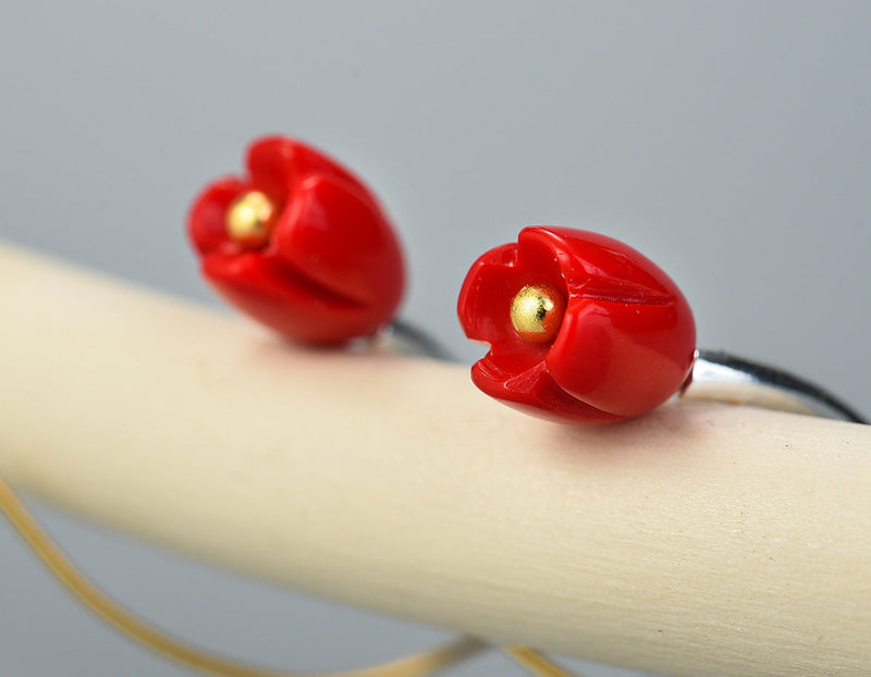 Red Rose Vines Earring