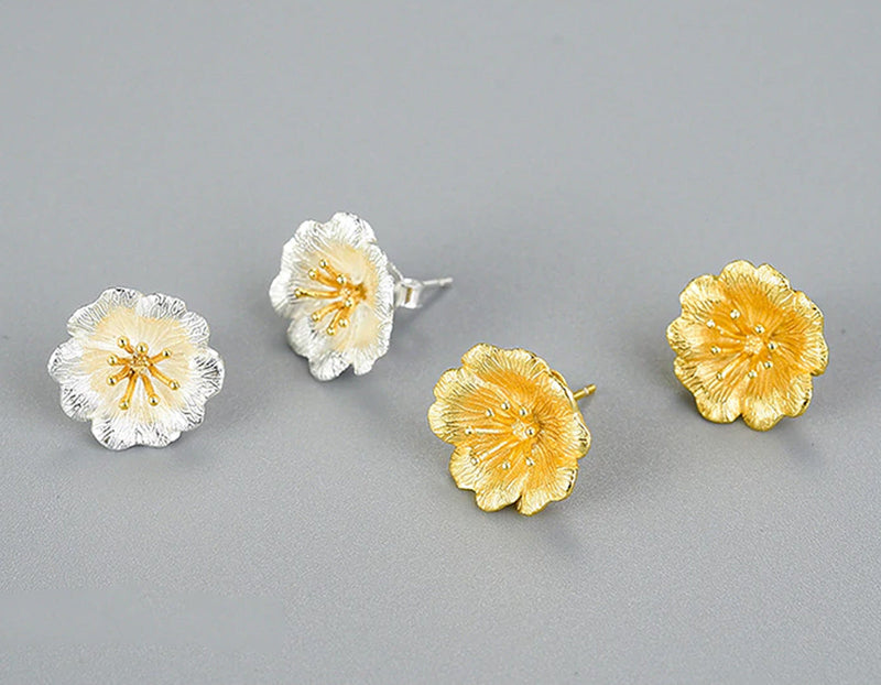 Wild Rose Flower Stud Earring