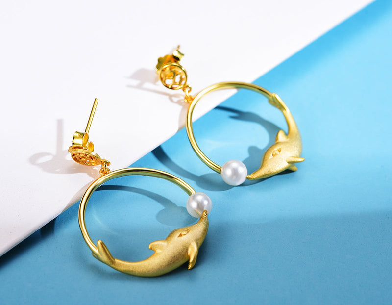 Playful Dolphin Earring