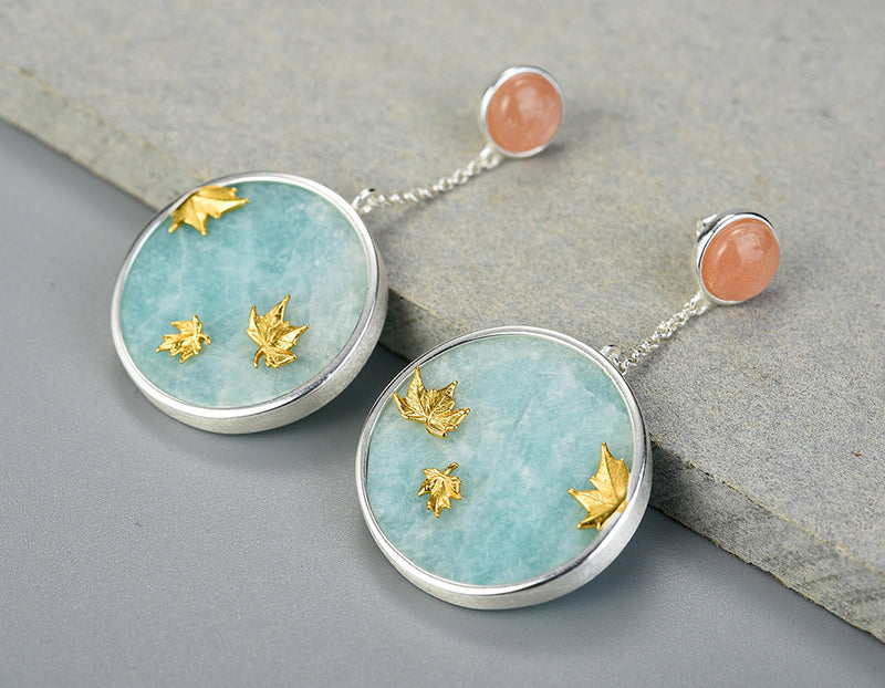 Maple Leaves Amazonite Earring