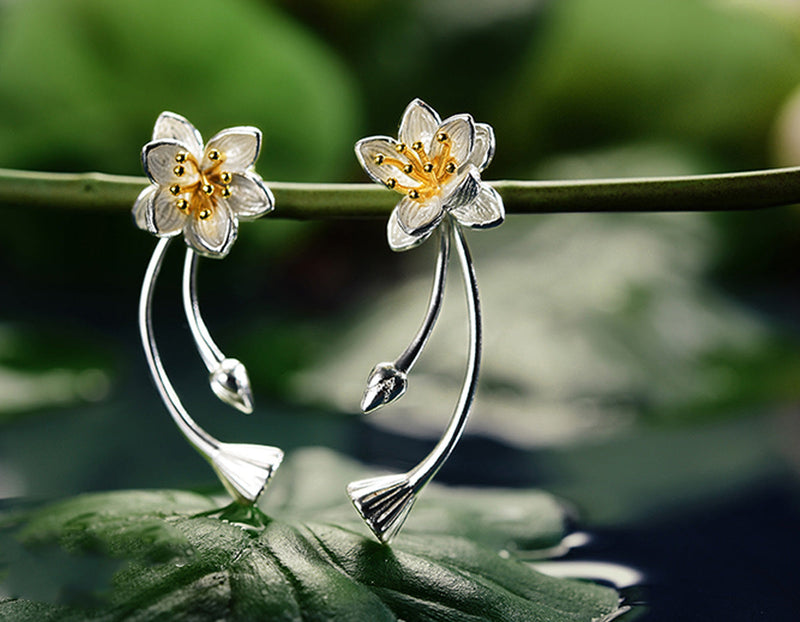 Lotus Whispers Drop Earring