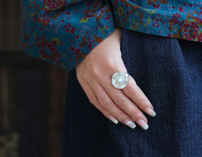 Pearl Lotus Leaf Ring