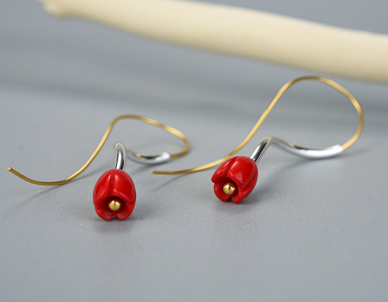 Red Rose Vines Earring