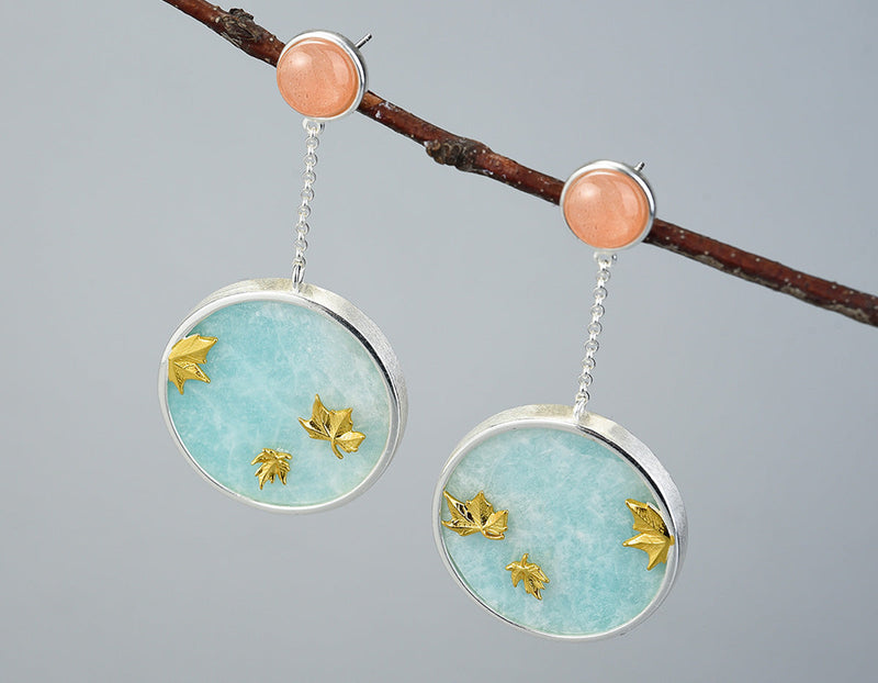 Maple Leaves Amazonite Earring