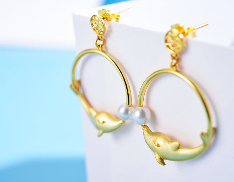 Playful Dolphin Earring