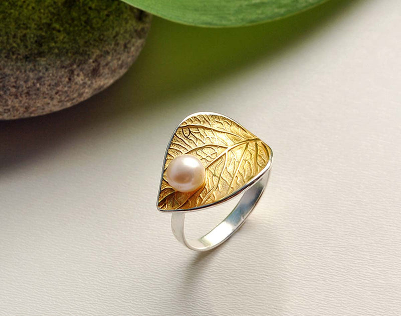 Pearl Leaf Ring