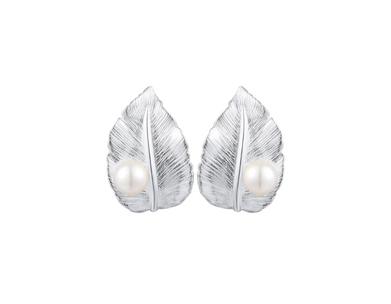 Pearl Leaf Stud Earrings