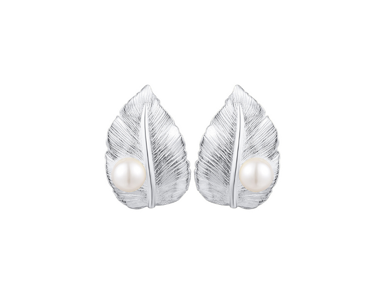 Pearl Leaf Stud Earrings