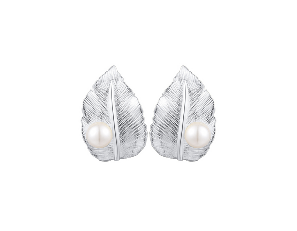 Pearl Leaf Stud Earrings