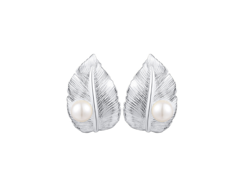 Pearl Leaf Stud Earrings