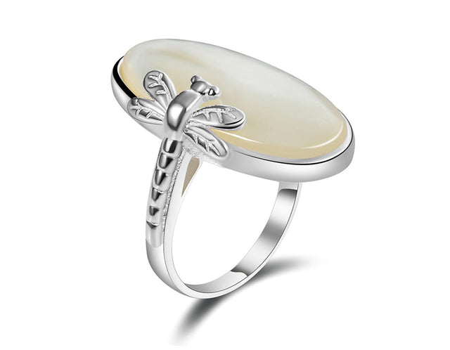 Oval Mother of Pearl Dragonfly Ring