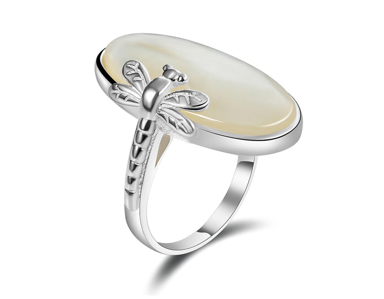 Oval Mother of Pearl Dragonfly Ring