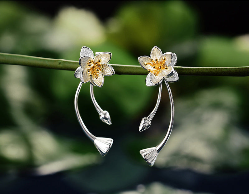 Lotus Whispers Drop Earring