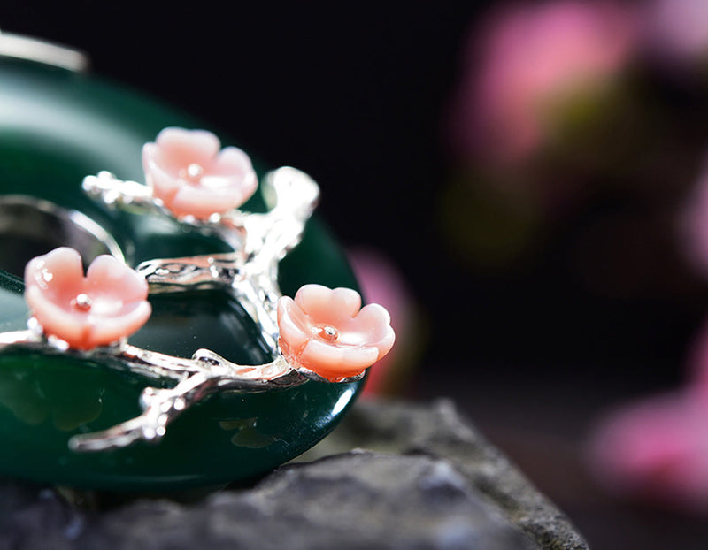 Plum Blossoms Chalcedony Pendant