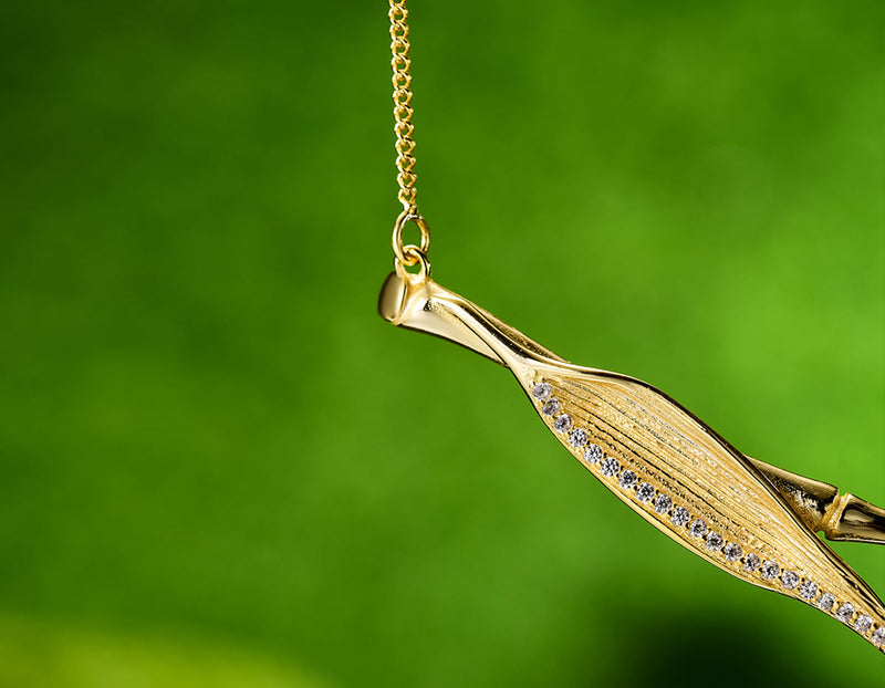 Morning Dew on Bamboo Leaf Necklace