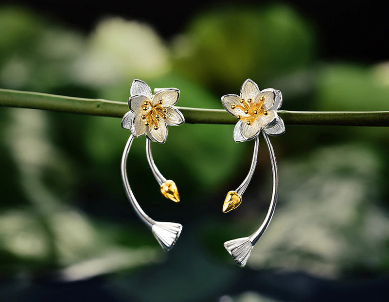 Lotus Whispers Drop Earring