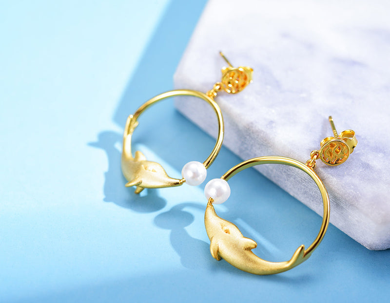 Playful Dolphin Earring